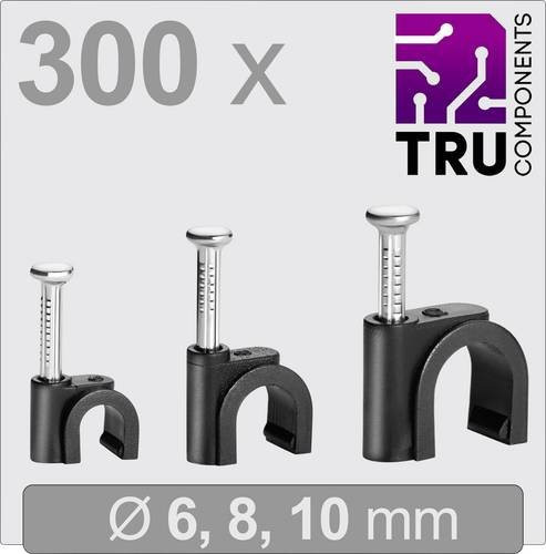 TRU COMPONENTS Nagelschellen TC-13448472 Schwarz, Bündel-Ø-Bereich 3 bis 10 mm, 300 Stück - Bild 1