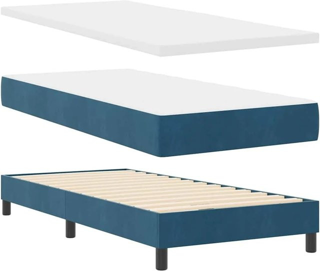 vidaXL Boxspringbett mit Matratze in Dunkelblau, Hybrid-Konstruktion, B/T: 90 x 190 cm - Bild 1
