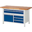 Rau Werkbank Serie 8922 höhenverstellbar mit 5 Schubladen und Tür, B/T/H: 150 x 70 x 84-104 cm - Bild 2
