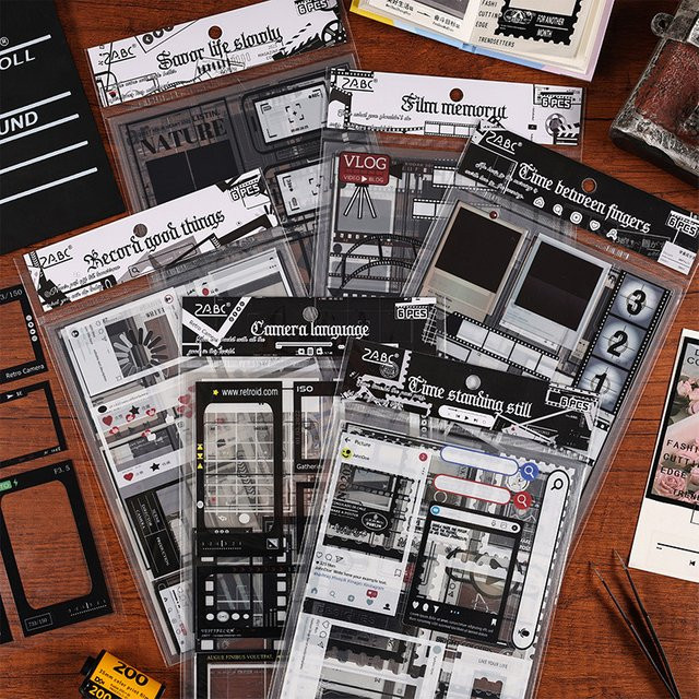 36 Stück Retro-Zeitband-Fotorahmen aus PET in Schwarz für DIY-Sammelalben und Scrapbooking - Bild 1