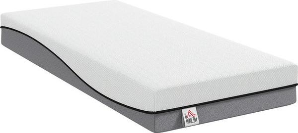 HOMCOM Matratze aus Gel-Memory-Schaumstoff, mittelfest, H3, Grau, B/T/H: 90 x 200 x 20 cm