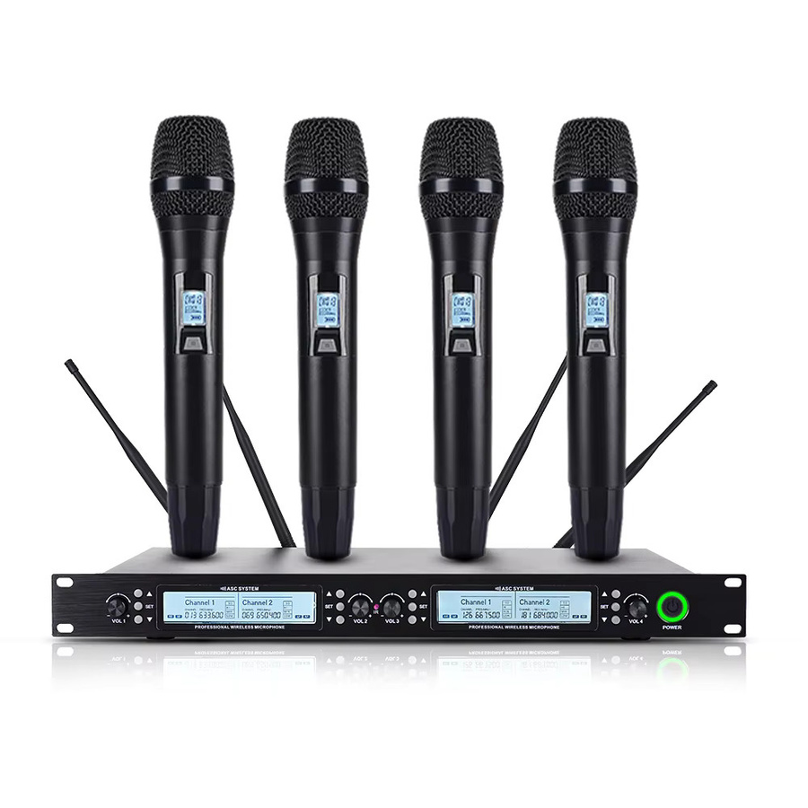 Yamnweo UK-400 Professionelles UHF Drahtloses Mikrofonsystem mit 4 Handgehaltenen Dynamischen Mikrofonen in Schwarz - Bild 6
