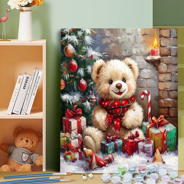 RUOPOTY Teddybär Malbild nach Zahlen, Kunstbedarf Kit, ab 14 Jahren - Bild 1