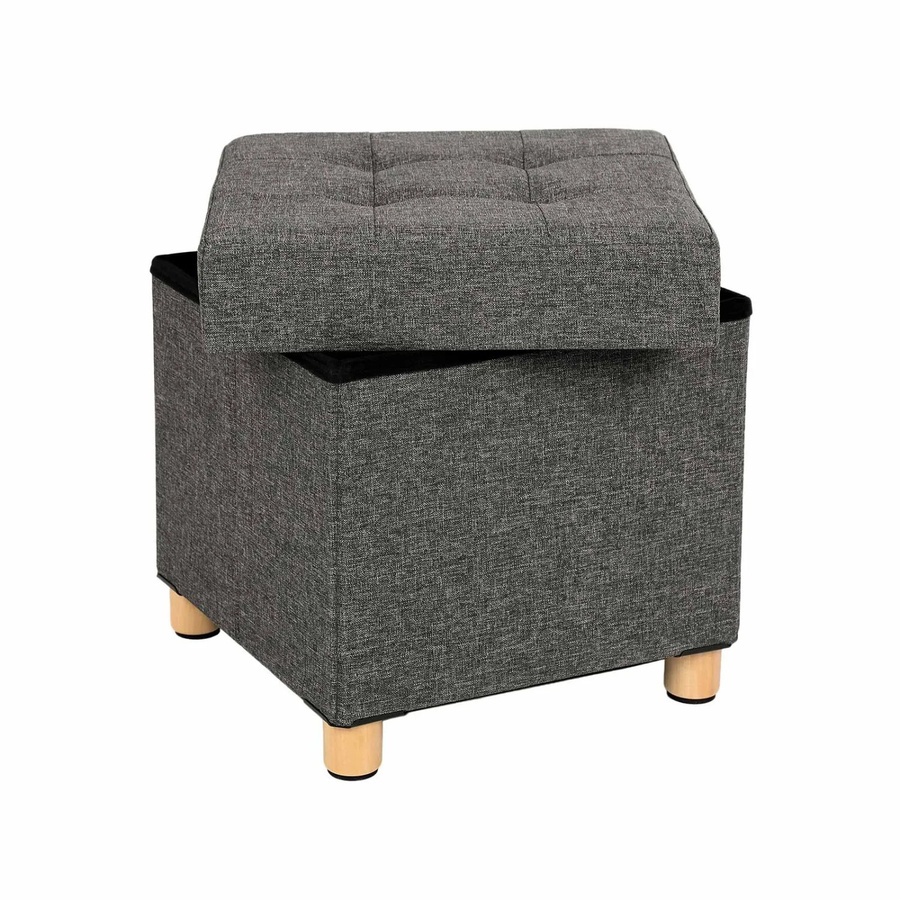 Songmics Sitzhocker mit Stauraum in Grau aus Leinenstoff mit B/T/H: 38 x 38 x 40 cm - Bild 2