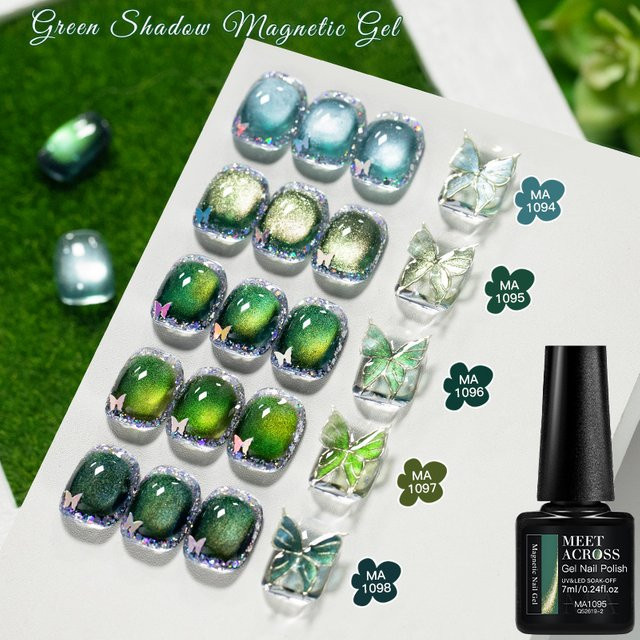 MEET ACROSS Green Shadow Magnetischer Gel-Nagellack, 7 ml, Glänzend - Bild 1