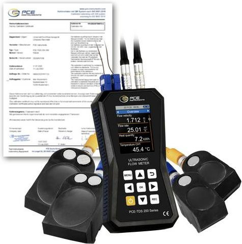 PCE Instruments Ultraschall-Durchflussmessgerät PCE-TDS 200+ ML-ICA mit Sensor-Set zur Wärmemengenmessung in Schwarz - Bild 1