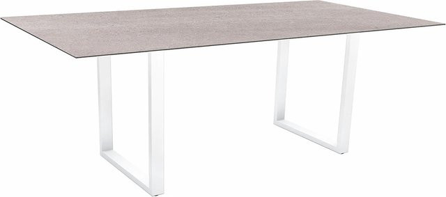Stern Kufentisch Silverstar 2.0 Stone light aus Aluminium in Weiß, B/T: 200 x 100 cm - Bild 1