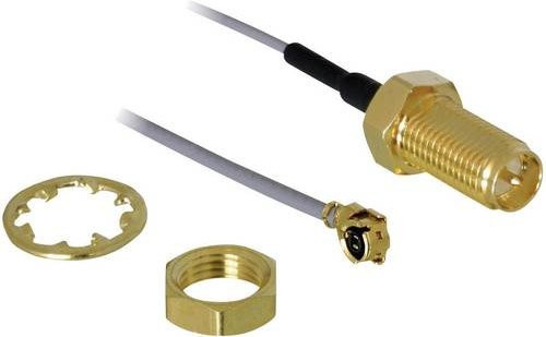Delock WLAN-Antennen Verlängerungskabel Grau vergoldet mit 1x IPEX-Stecker und 1x RP-SMA-Buchse, Länge: 20 cm - Bild 1
