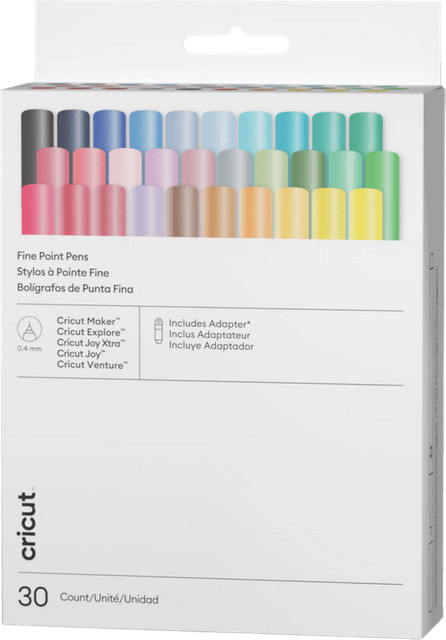 Cricut Ultimatives Stift-Set mit extrafeiner 0,4 mm Spitze in Bunt, 30 Stück inklusive Adapter - Bild 1