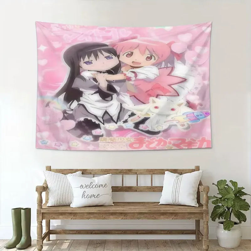 VIKAMA Anime Wandteppich Magisches Mädchen in Rosa, Rechteckiger Textildruck für Mädchenzimmer und Wohnheim-Dekoration, B/H: 60 x 40 cm - Bild 3