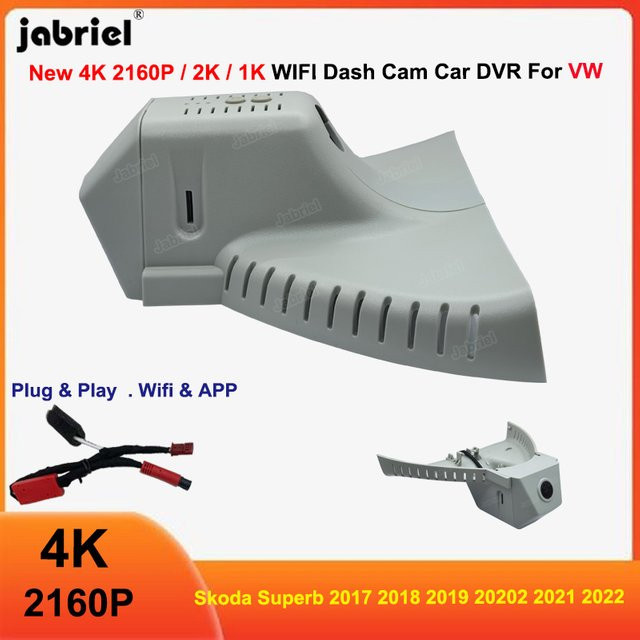 4K UHD Wifi Dashcam Set für Skoda Superb (2018-2021) vorne und hinten in Grau - Bild 1