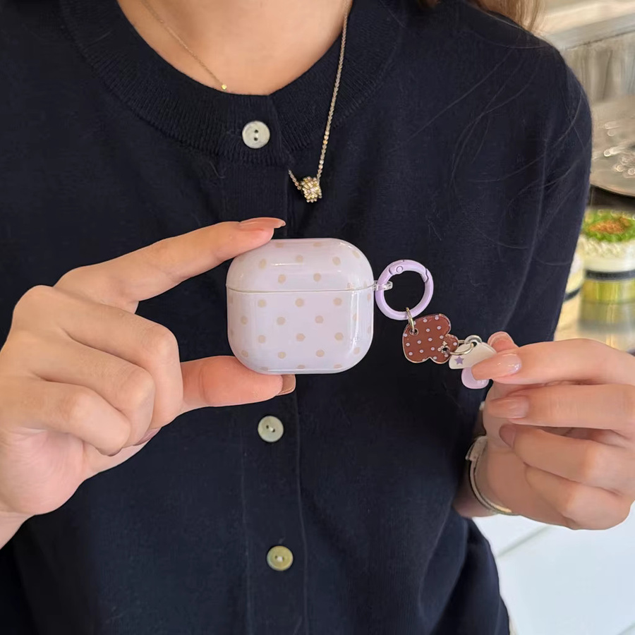 Elegante Kopfhörer-Schutzhülle für Apple AirPods 1, 2, 3, 4 und Pro 2/3 mit Muschel- und Pilz-Design in Lila und Braun - Bild 3