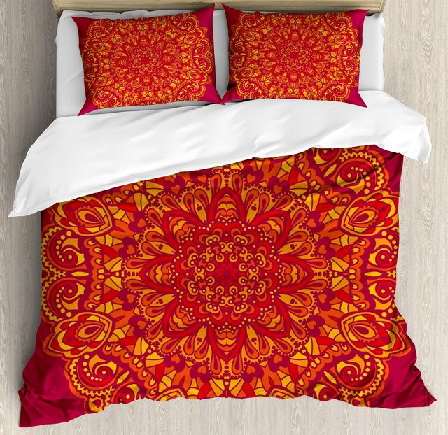 JMG Household Supplies Boho Luxus Bettwäsche Set mit Mandala Design, Mehrfarbig, Polyester-Mikrofaser, B/H: 135 x 200 cm - Bild 1
