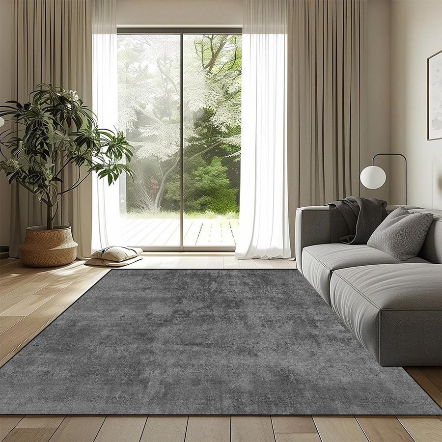 Karpetti Wohnzimmerteppich Modern Einfarbig Grau, Weicher Teppich für Wohnzimmer und Schlafzimmer, B/T: 90 x 60 cm - Bild 3