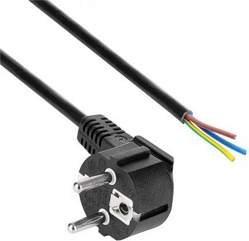 Akyga AK-OT-01S Strom Anschlusskabel mit Schutzkontakt-Stecker und offenen Kabelenden, Schwarz, Länge: 1,5 m - Bild 1
