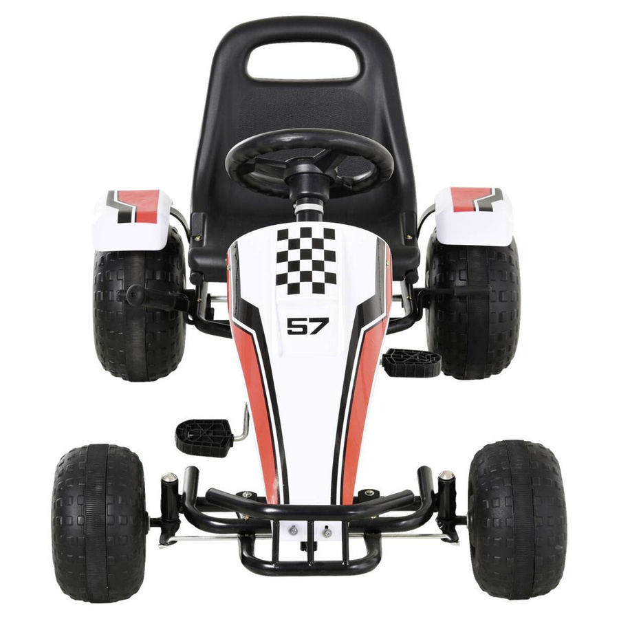 HOMCOM Go Kart Kinderfahrzeug Tretauto mit Bremse weiß 3-8 Jahre - Bild 5