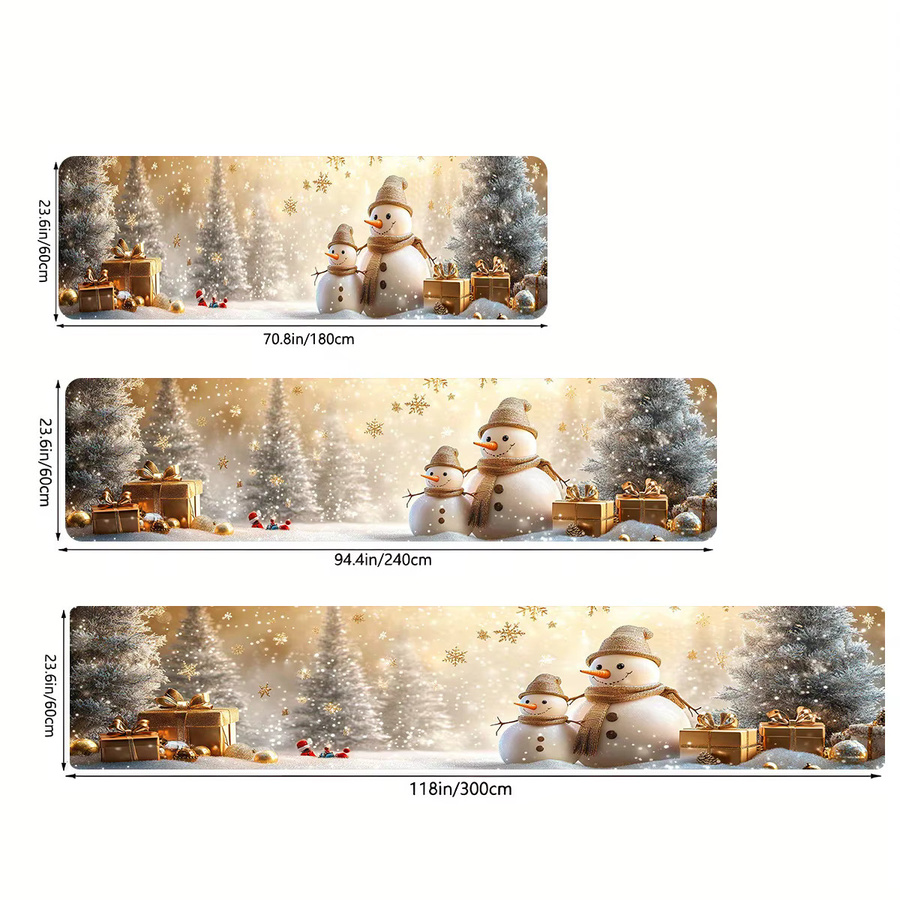 VIKAMA Weihnachtsschneemann Laufteppich in Gold, weich und waschbar, Rechteckig, B/T: 180 x 60 cm - Bild 4