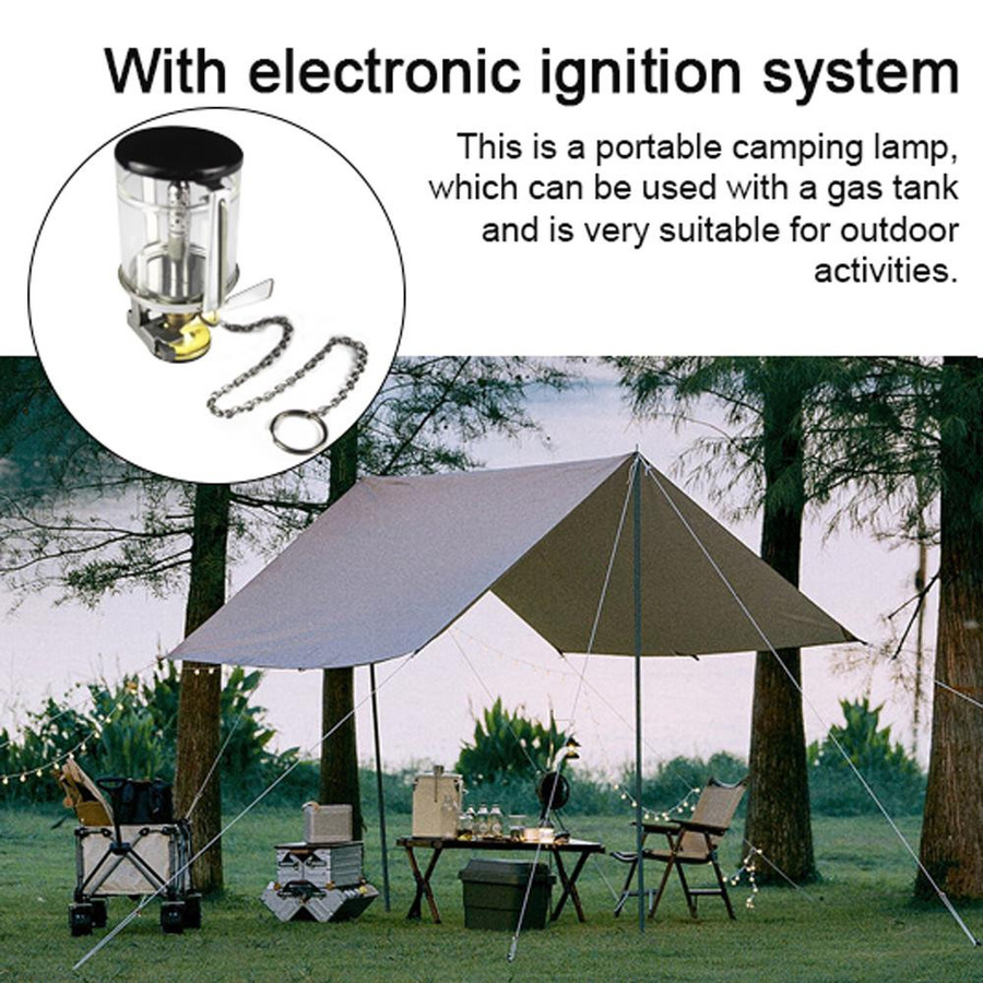 TOMTOP JMS Mini Camping Laterne aus Metall und Glas, transparent, tragbares Gaslicht für Outdoor, Zelt, Angeln und Picknick - Bild 3