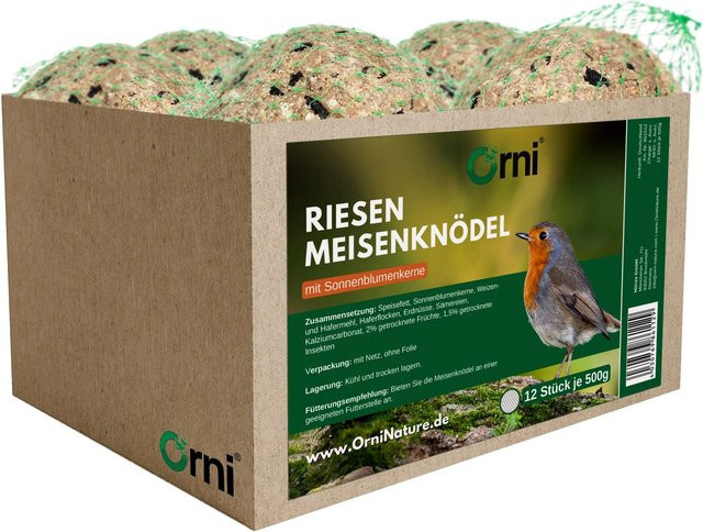 Orni Riesenmeisenknödel mit Sonnenblumenkernen im Netz als Ganzjahresfutter, 12,0 g - Bild 1