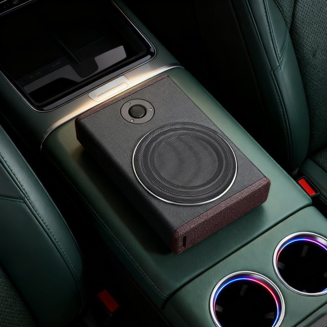 Aktiver Untersitz-Auto-Subwoofer in Schwarz mit 600W Max Leistung und Hoch-/Niederpegel-Eingang, B/T/H: 37 x 25 x 7,5 cm - Bild 1