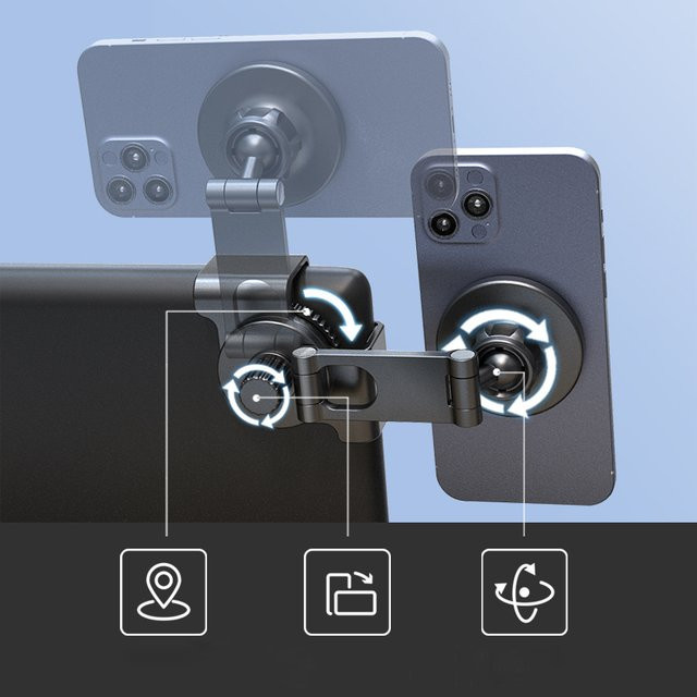 Magnetische Handyhalterung für Tesla Modell 3, Y, S, X Center Control Display mit Gleitschiene, Farbe: Schwarz, kompatibel mit iPhone 15, 14, 13, 12 - Bild 1