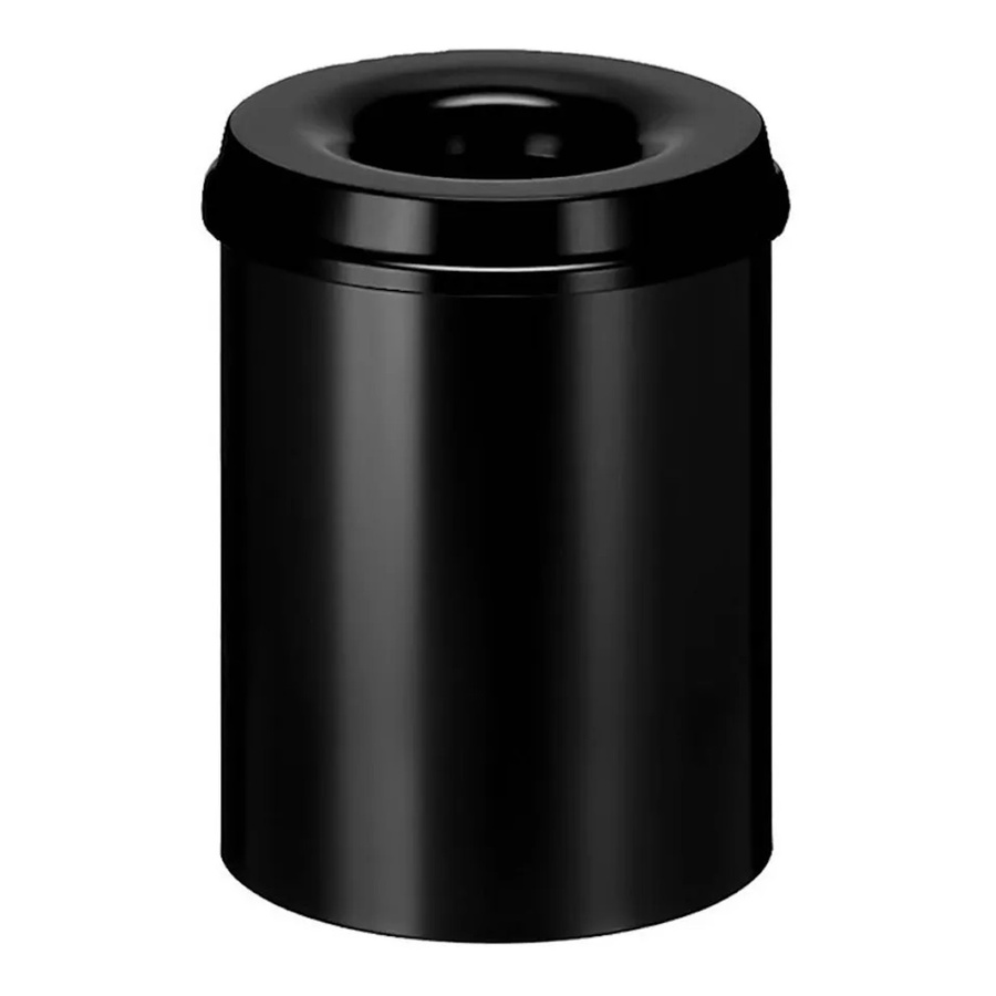 PROREGAL Selbstlöschender Papierkorb und Abfallsammler aus Metall, Schwarz, H: 36 cm, Ø: 26 cm, 15 Liter - Bild 2