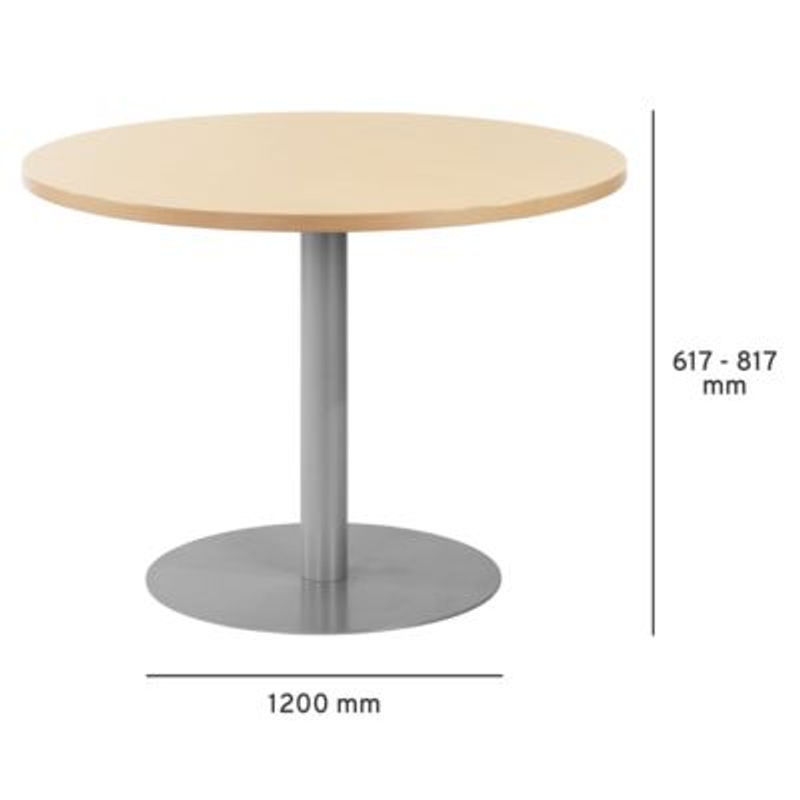 Schäfer Shop Select Besprechungstisch BST für bis zu 6 Personen, runder Tisch mit Tellerfuß, Farbe Ahorn/weißaluminium, B: 120 cm, T: 120 cm, H: 61,7-81,7 cm - Bild 2