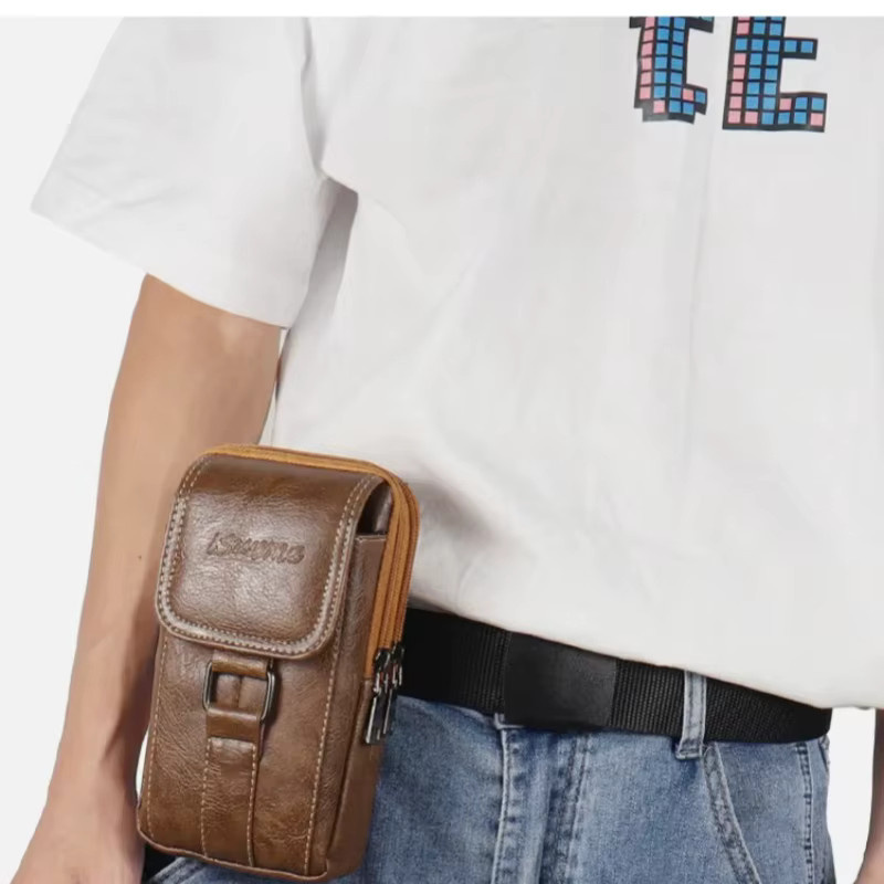 Wasserdichte Outdoor Umhängetasche aus PU-Leder für Doogee V Max, S300 Plus, S200 X und V40 als vertikales Holster mit Doppeltasche - Bild 2