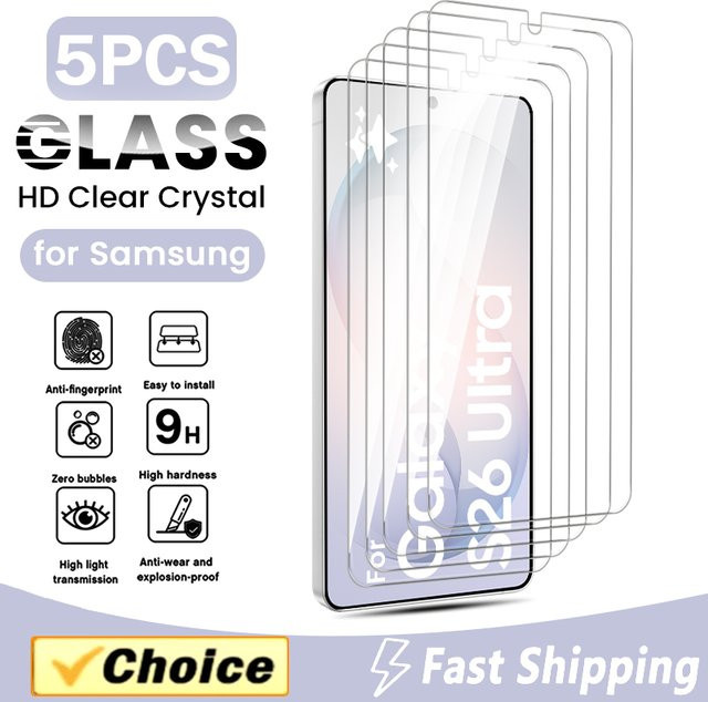 5er-Pack Gehärtetes Glas-Displayschutz für Samsung Galaxy S26, S26+, S26 Ultra 5G, Transparent, 9H Härtegrad - Bild 1