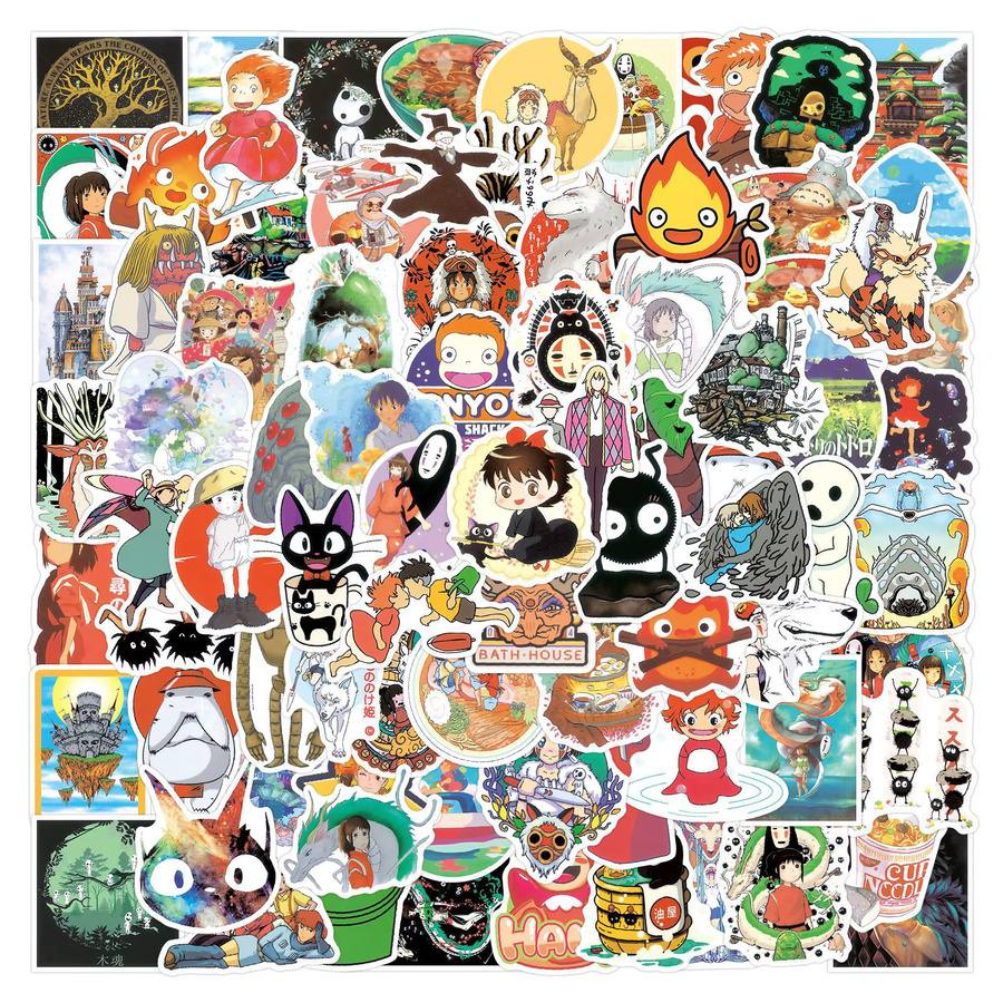 100 Stück Cartoon Hayao Miyazaki Aufkleber in Multicolour für Laptop, Telefon und Scrapbook - Bild 3