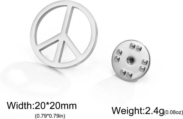 Anstecknadel Friedenssymbol, Edelstahl, Silber, Unisex - Bild 1