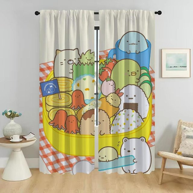 Sumikko Gurashi Verdunkelungsvorhänge 2er-Set, Mehrfarbig, Breite: 50 cm, Höhe: 70 cm - Bild 1