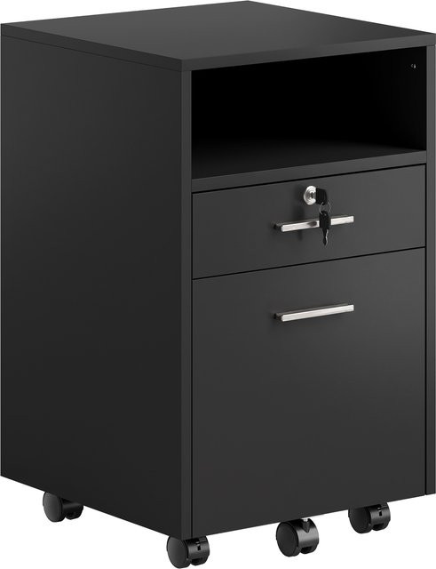 Vinsetto Rollcontainer Aktenschrank Schwarz mit 1 Regal und 2 Schubladen abschließbar B/T/H: 40 x 40 x 65 cm - Bild 1