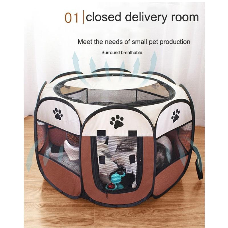 Tragbares und faltbares Katzenzelt aus Oxford-Stoff und Nylon, achteckiger Haustierunterschlupf für Katzen und Hunde, ideal als Reiseunterkunft oder Katzenhaus - Bild 3