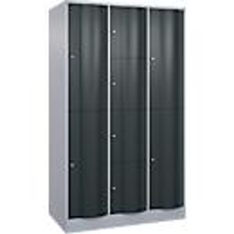 C+P Kombi-Schließfachschrank Resisto mit 3 Abteilen und 9 Fächern, Weißaluminium/Anthrazitgrau, B/T/H: 114,8 x 64,0 x 195,0 cm - Bild 2