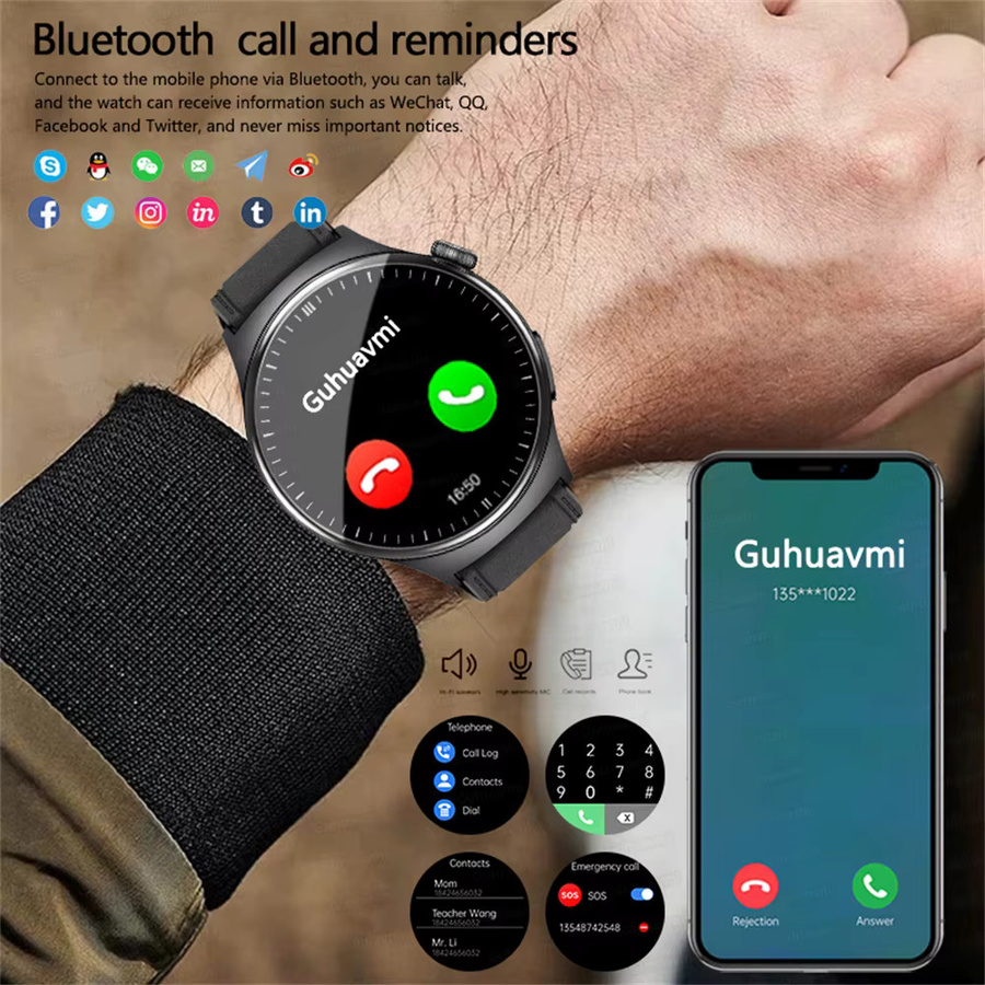 GUHUAVMI Smartwatch 2026 mit KI-Diagnostik, EKG und PPG zur Messung von Blutdruck, Harnsäure und Körperfett, Schwarz, kompatibel mit Android und iOS - Bild 7