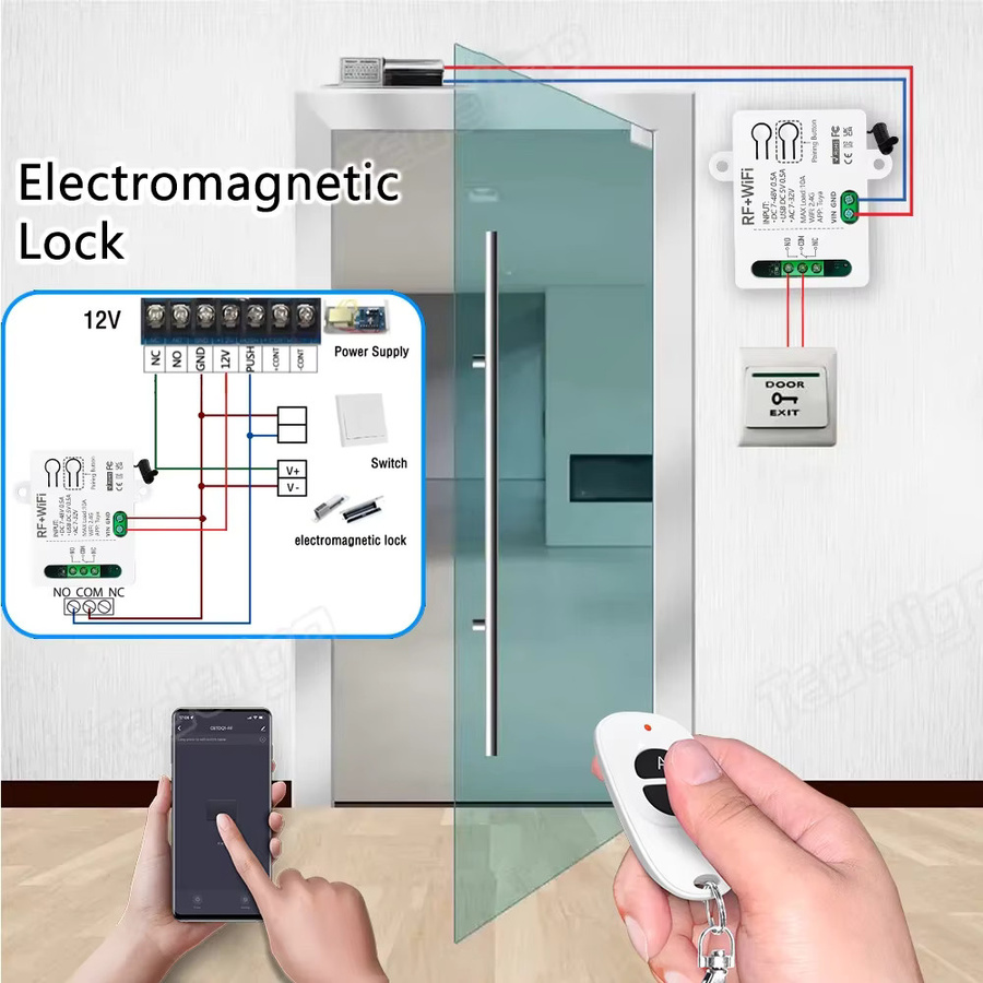 Tuya WiFi Drahtloser Lichtschalter mit Trockenkontakt-Relais von Tedeligo, kompatibel mit Alexa und Google Home, Farbe: Weiß - Bild 1