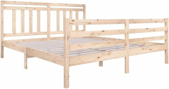 vidaXL Massivholzbett aus Kiefernholz in Braun mit rustikaler Optik, B/T/H: 180 x 200 x 186 cm - Bild 1