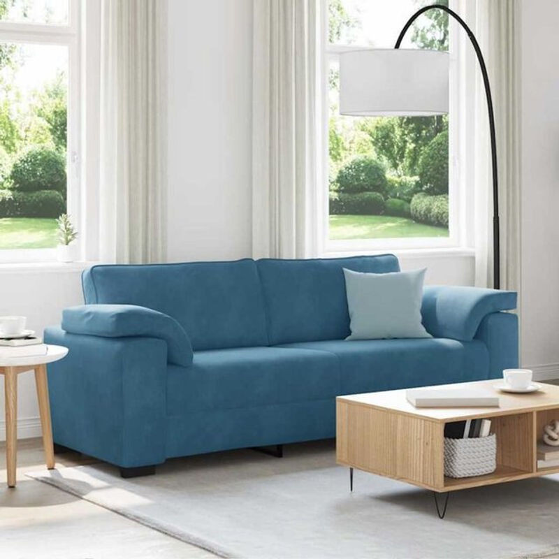 Modernes 3-Sitzer-Sofa aus Samt in Blau von Vidaxl, Breite: 178 cm - Bild 1