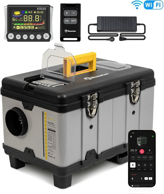 Sunster TB10 Diesel-Luftheizung 8KW mit WIFI, 12V/24V/220V, automatischem Thermostat und adaptivem Höhenmodus für Wohnmobil und Campingzelt - Bild 1