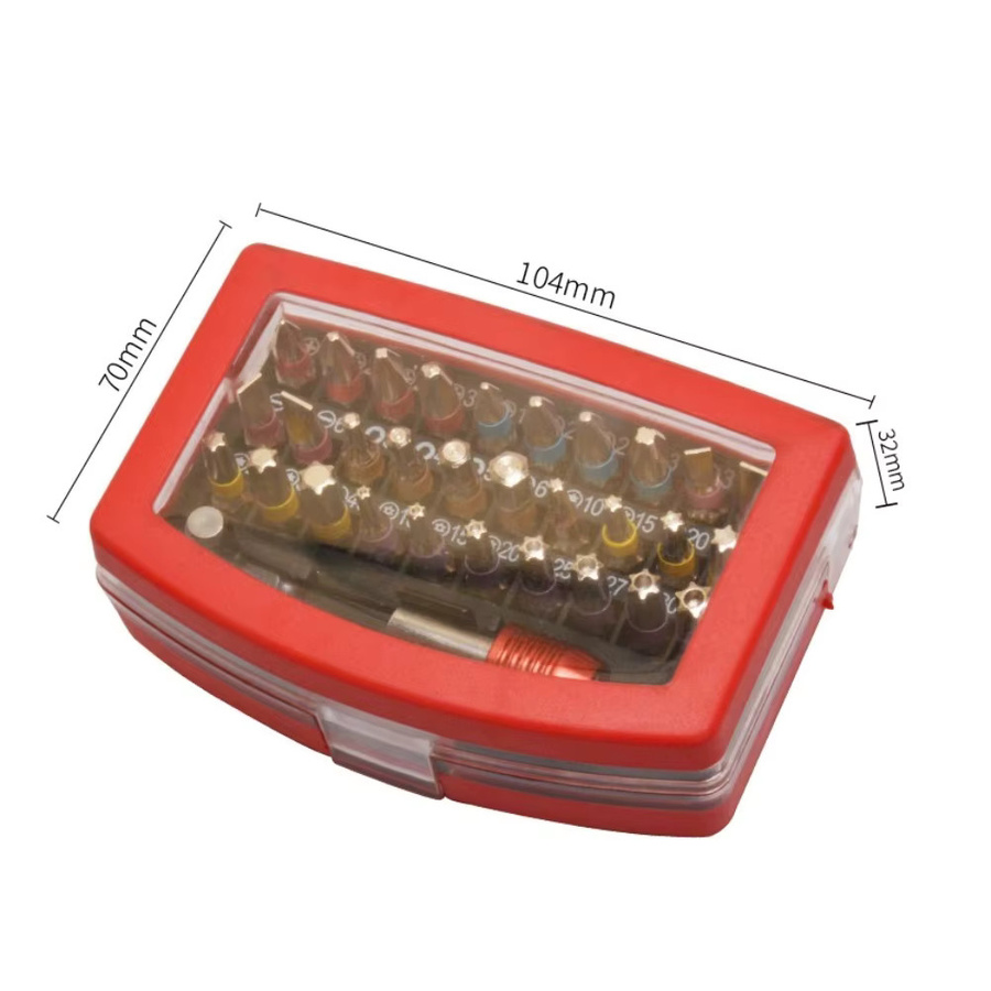 VIBRATITE 32-teiliges Schraubendreher-Bit-Set aus Stahl in Rot mit tragbarem Gehäuse - Bild 2