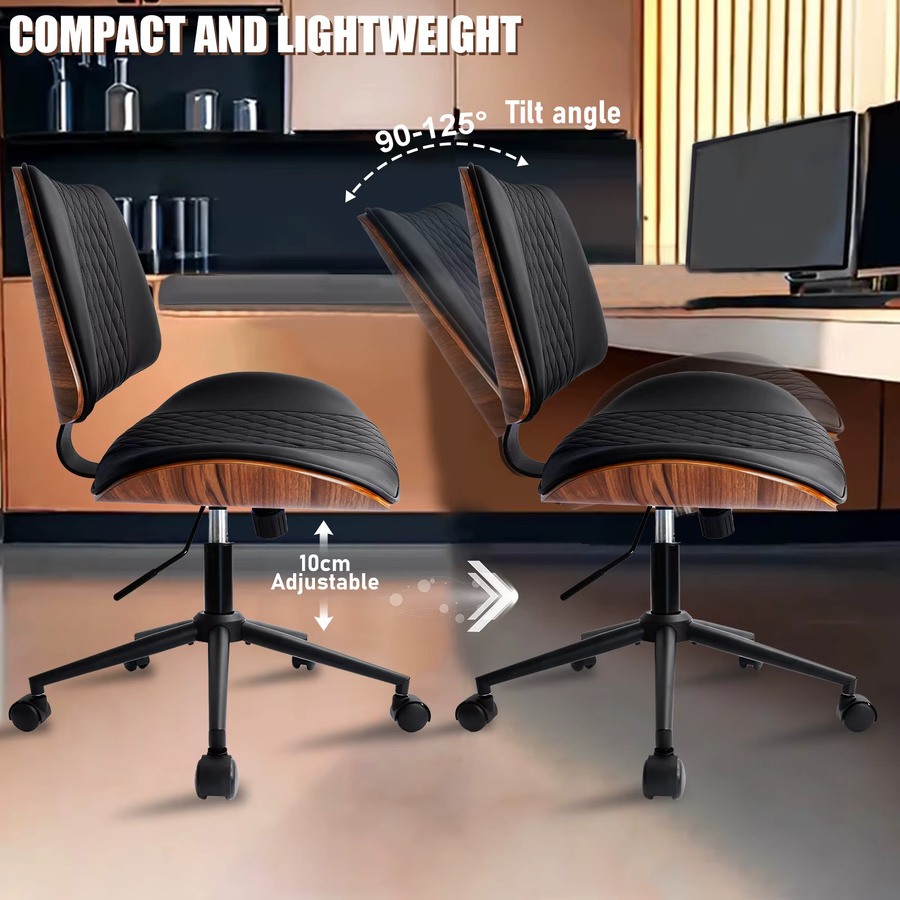 Durrafy Ergonomischer Bürostuhl Walnuss in Schwarz und Braun mit Lendenwirbelstütze und Rollen - Bild 1