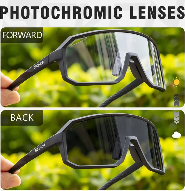 SCVCN Sportsonnenbrille, Photochrome, Vollrand, Schwarz, Unisex - Bild 1