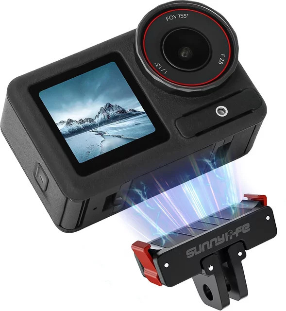 Magnetischer Kamera-Montagesockel aus Aluminiumlegierung mit Schnellspanner und zwei Klauen-Adaptern in Schwarz für DJI Osmo Action 5 Pro, 4, 3 und 2 - Bild 1