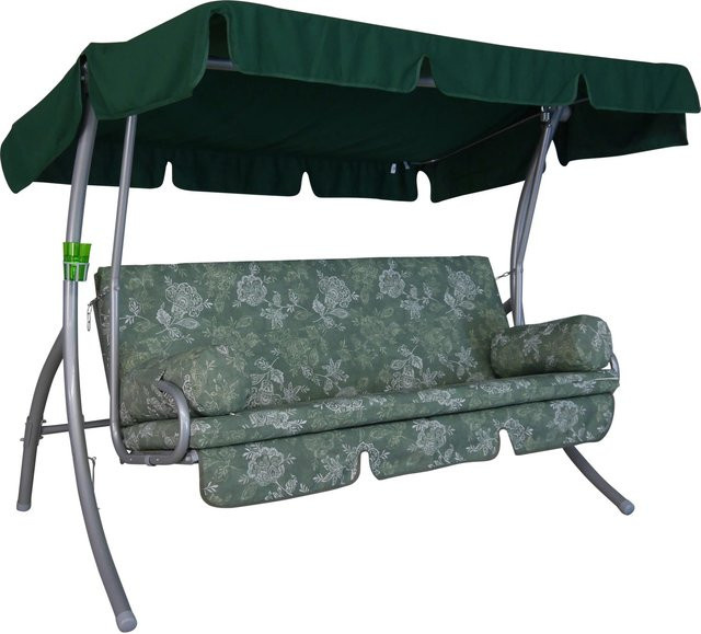 Angerer Hollywoodschaukel Trend Mumbai 3-Sitzer in Grün mit Blumenmuster, inklusive Sonnenverdeck und Kissen, B/T/H: 240 x 160 x 145 cm - Bild 1