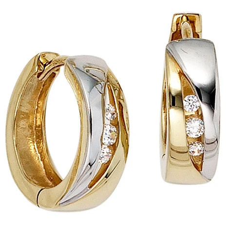 Colfem Creolen 333 Gold, Gelbgold bicolor, Zirkonia - Bild 1