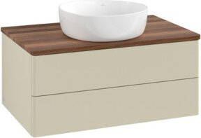 V&B Waschtischunterschrank Antao ohne Frontstruktur in Weiss mit Holzmaserung, B/T/H: 80 x 50 x 36 cm - Bild 1