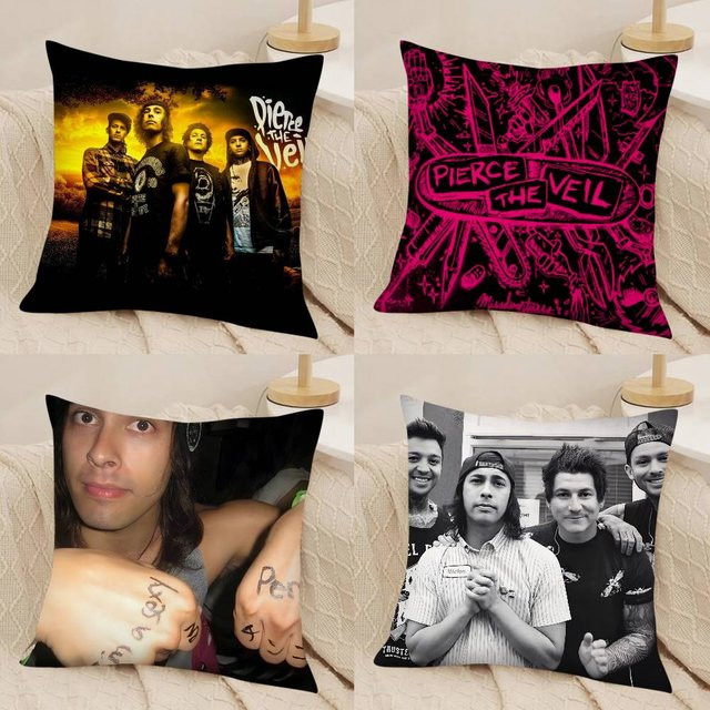 Quadratischer Kissenbezug Pierce The Veil mit Grafikdesign, Mehrfarbig, B/B/H: 40 x 40 x 40 cm - Bild 1