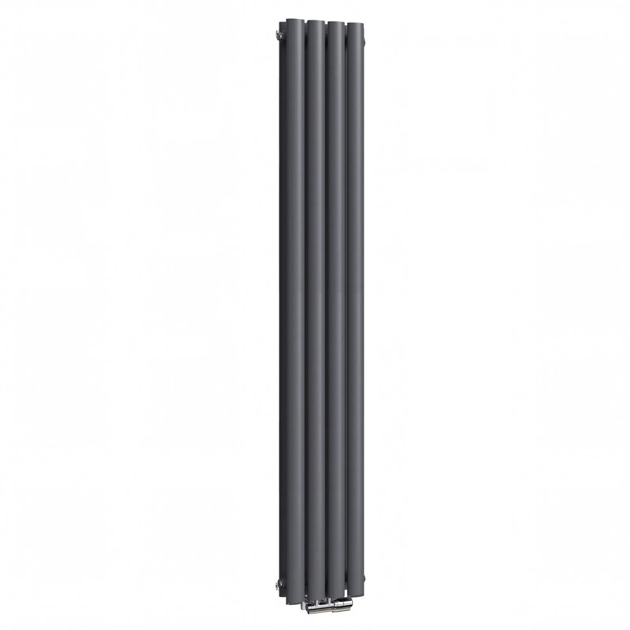 Emke Röhrenheizkörper Oval Anthrazit Doppellagiger Paneelheizkörper für Warmwasserbetrieb 678W B: 180 cm, H: 24 cm - Bild 2
