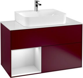 V&B Waschtischunterschrank Finion 100 mit Wandbeleuchtung in Weiß lackiert, B/T/H: 100 x 50,1 x 50,1 cm - Bild 1